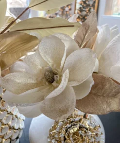 Inspire Me! Home Decor White Sparkle Magnolia Stem