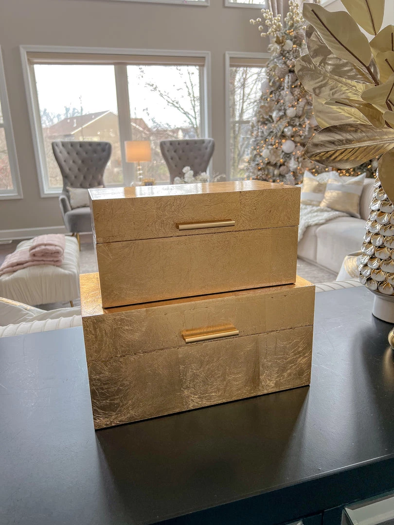 Inspire Me! Home Decor Gold Decorative Boxes (Set Of 2)