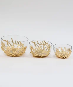 Inspire Me! Home Decor Bowls With Gold Textured Design (3 Sizes)