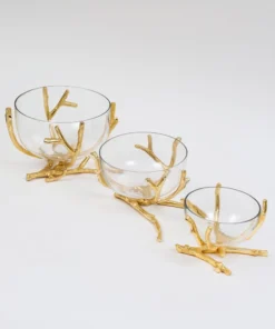 Inspire Me! Home Decor Bowls With Gold Branch Design (3 Sizes)