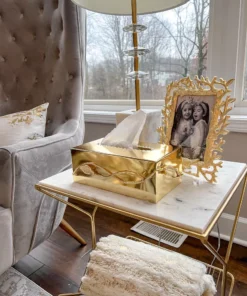 Inspire Me! Home Decor Metal Leaf Design Tissue Box Cover (2 Colors)