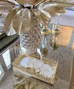 Inspire Me! Home Decor Coaster Tray With Gold Linear Design