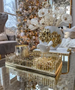 Inspire Me! Home Decor Mirrored Tray With Gold Linear Design