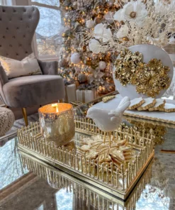 Inspire Me! Home Decor Mirrored Tray With Gold Linear Design