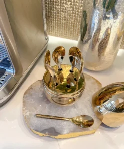 Inspire Me! Home Decor Gold Egg Shaped Utensil Holder (2 Styles)