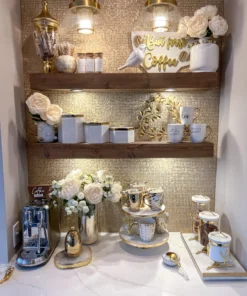 Inspire Me! Home Decor Marble Two Tier Cake Stand With Gold Detail