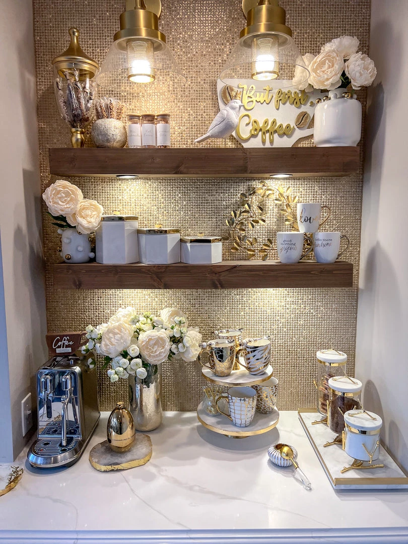 Inspire Me! Home Decor Marble Two Tier Cake Stand With Gold Detail