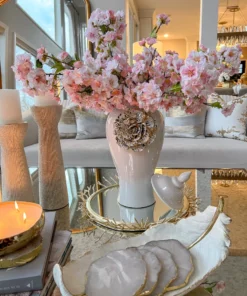 Inspire Me! Home Decor White Ginger Jar With Large Gold Flower Detail (3 Sizes)