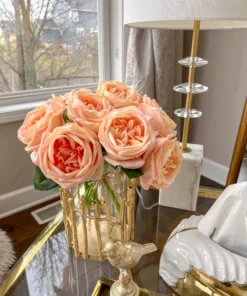 Inspire Me! Home Decor 11.5" Peach Real Touch Garden Rose Bundle