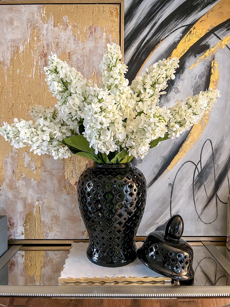 Inspire Me! Home Decor 24" Black Pierced Ginger Jar