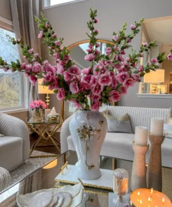 Inspire Me! Home Decor Floral Stems Hollyhock Stem (3 Colors)