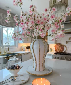 Inspire Me! Home Decor Round Marble Platter With Gold Bees