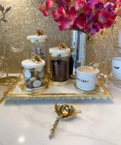 Inspire Me! Home Decor Gold Or Silver Canisters With Floral Lotus Lid (2 Colors)