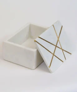 Inspire Me! Home Decor Marble Box With Gold Geometric Design