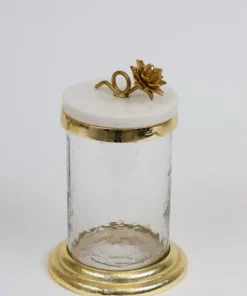 Inspire Me! Home Decor Gold Or Silver Canisters With Floral Lotus Lid (2 Colors)