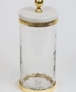 Inspire Me! Home Decor Gold Textured Rim Canisters W/ Marble Lid (3 Sizes)