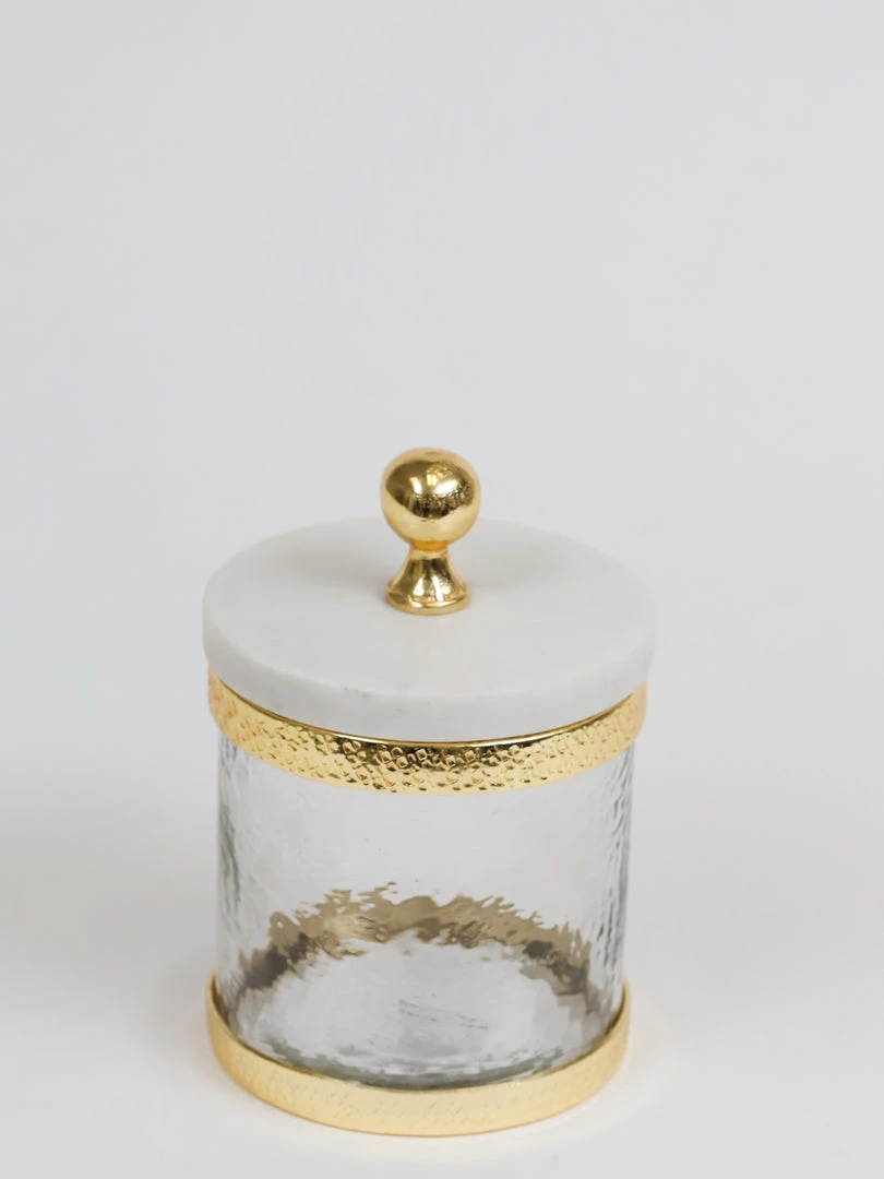 Inspire Me! Home Decor Gold Textured Rim Canisters W/ Marble Lid (3 Sizes)