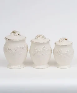 Inspire Me! Home Decor Oversized White Detailed Jars (Set Of 3)