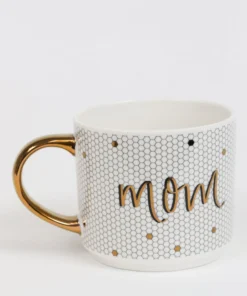 Inspire Me! Home Decor "Mom" Gold & White Tile Mug