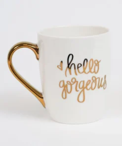 Inspire Me! Home Decor "Hello Gorgeous" Mug W/ Gold Handle