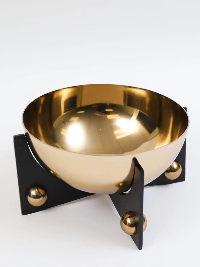Inspire Me! Home Decor Gold Metal Bowl With Black Base (3 Sizes)