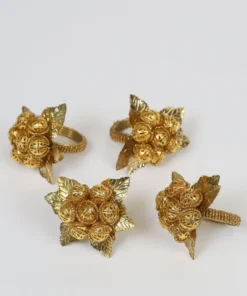 Inspire Me! Home Decor Gold Orb And Leaf Napkin Rings (Set Of 4)