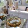 Inspire Me! Home Decor Glass Candle Holder With Gold Metal Floral Details (2 Sizes)