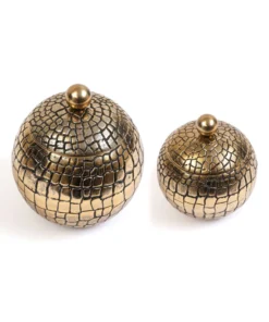 Inspire Me! Home Decor Round Gold Jar With Crocodile Print Pattern (2 Sizes)