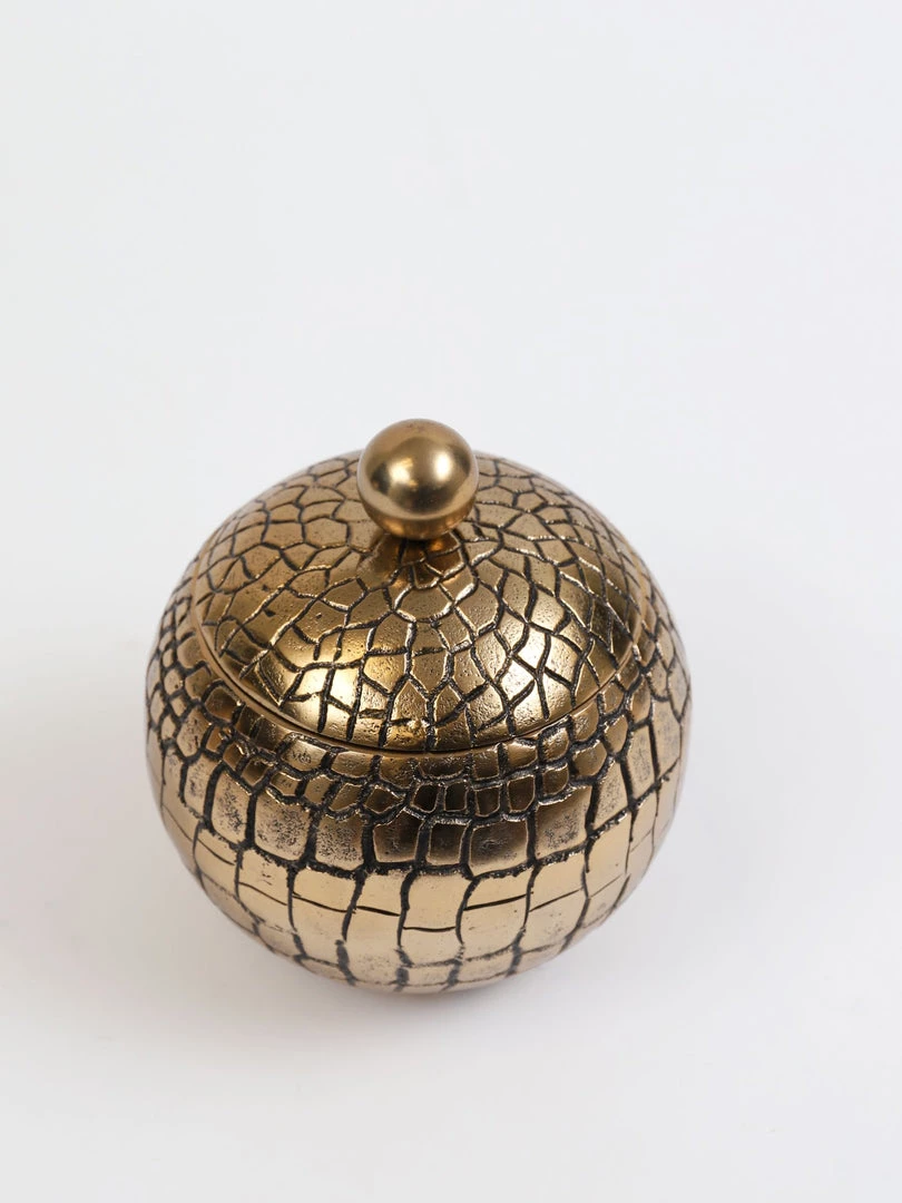 Inspire Me! Home Decor Round Gold Jar With Crocodile Print Pattern (2 Sizes)