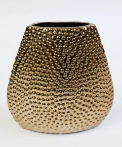 Inspire Me! Home Decor Beaded Textured Wide Gold Vase