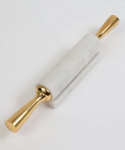 Inspire Me! Home Decor Distressed Gold Handle Marble Decorative Rolling Pin