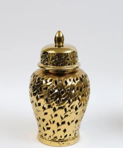 Inspire Me! Home Decor Gold Leaf Pattern Ginger Jar (2 Sizes)