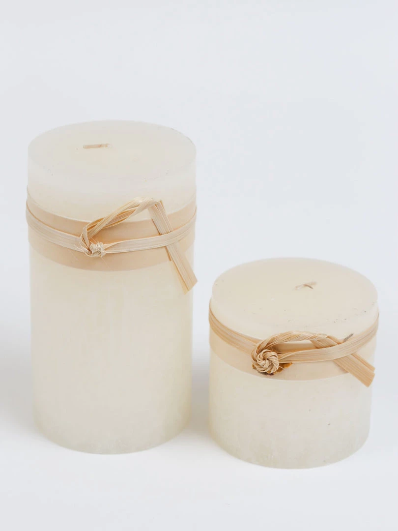 Inspire Me! Home Decor Cream Textured Pillar Candle (2 Sizes)