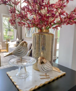 Inspire Me! Home Decor White And Gold Resin Birds (Set Of 2)