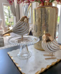 Inspire Me! Home Decor White And Gold Resin Birds (Set Of 2)