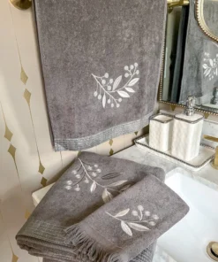 Inspire Me! Home Decor BATHROOM Granite Towel With Leaf & Vine Pattern (3 Sizes)