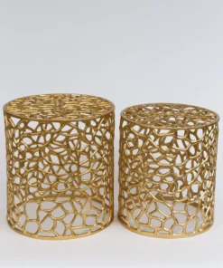 Inspire Me! Home Decor Openwork Coral Gold Sidetables (Set Of 2)