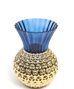 Inspire Me! Home Decor Blue & Gold Textured Vase (2 Sizes)
