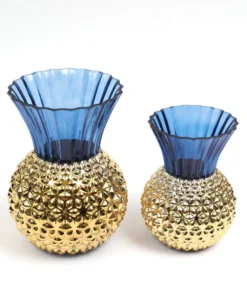 Inspire Me! Home Decor Blue & Gold Textured Vase (2 Sizes)