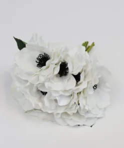 Inspire Me! Home Decor Floral Stems 10" Real Touch White Anemone Bouquet