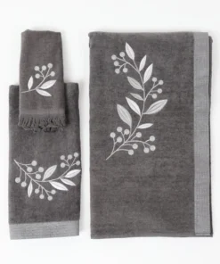 Inspire Me! Home Decor BATHROOM Granite Towel With Leaf & Vine Pattern (3 Sizes)