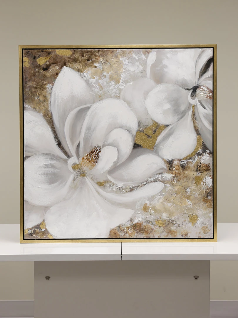 Inspire Me! Home Decor WALL ART & MIRRORS Gold Detailed Floral Wall Art Painting