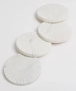 Inspire Me! Home Decor White Marble Round Coasters