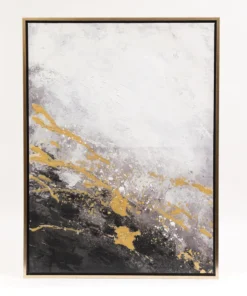 Inspire Me! Home Decor Charcoal Black, Gold, And White Abstract Wall Art WALL ART & MIRRORS