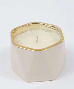 Inspire Me! Home Decor White Ceramic Candle With Gold Edge