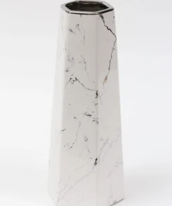 Inspire Me! Home Decor White And Silver Marble Design Vase