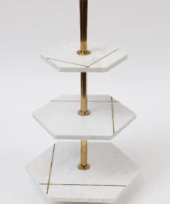 Inspire Me! Home Decor Three Tiered Marble Stand With Gold Inlay