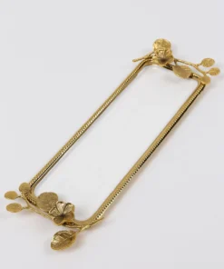 Inspire Me! Home Decor Rectangle Gold Floral Tray With White Enamel Interior