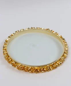 Inspire Me! Home Decor Round Glass Tray With Gold Floral Edge