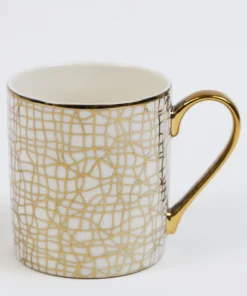 Inspire Me! Home Decor 14 Oz. Detailed Abstract Gold Pattern Print Mugs (6 Designs)